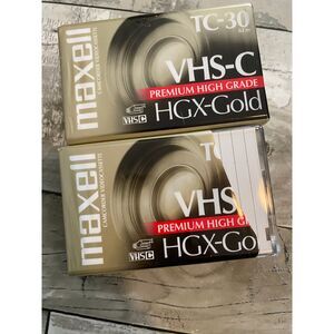 Maxell TC-30 VHS-C premium high grade gold cassette tapes (2)